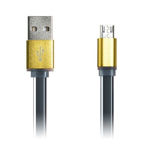 1m 2a Litteä Mikro Usb Kaapeli Musta