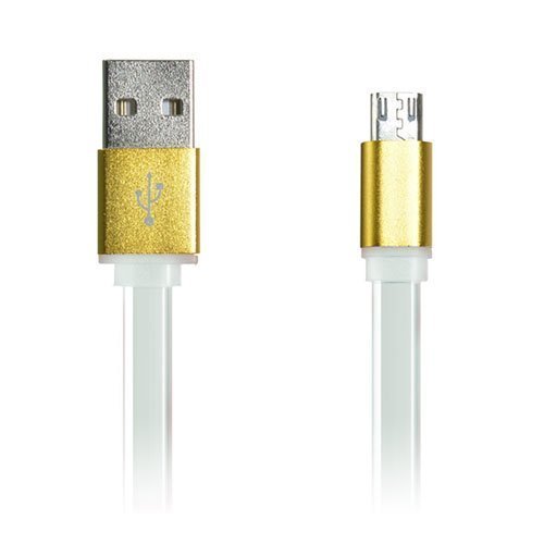 1m 2a Litteä Mikro Usb Kaapeli Valkoinen