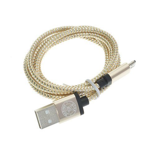 1m Kudottu 2a Mikro Usb Kaapeli Beige