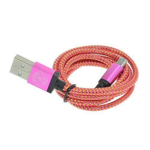 1m Kudottu Mikro Usb Kaapeli Kuuma Pinkki