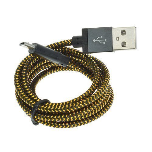 1m Kudottu Mikro Usb Kaapeli Musta