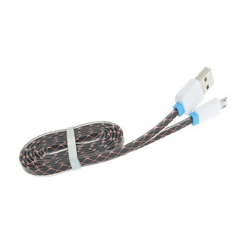 1m Kudottu Mikro Usb Kaapeli Musta