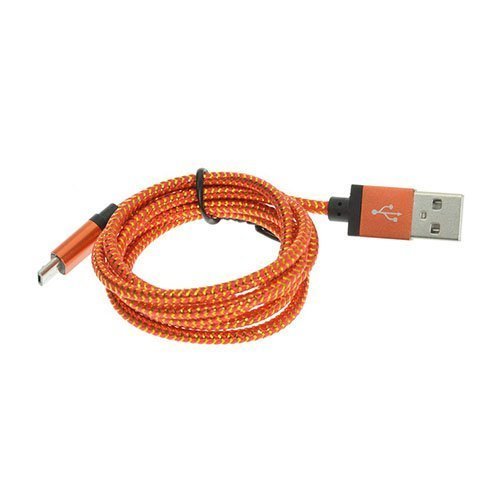 1m Kudottu Mikro Usb Kaapeli Oranssi