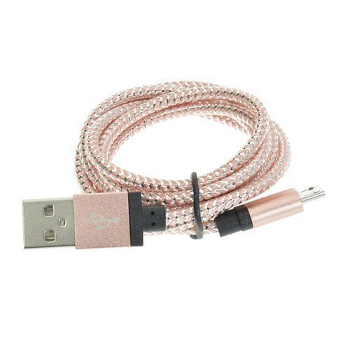 1m Kudottu Mikro Usb Kaapeli Pinkki