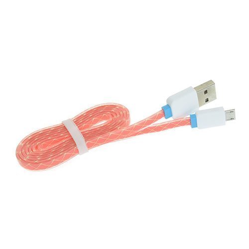 1m Kudottu Mikro Usb Kaapeli Pinkki