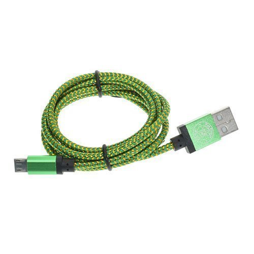 1m Kudottu Mikro Usb Kaapeli Vihreä