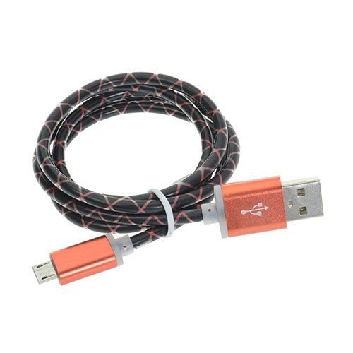 1m Kuvioitu Mikro Usb Kaapeli Oranssi / Musta