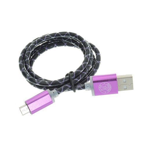 1m Kuvioitu Mikro Usb Kaapeli Violetti / Musta