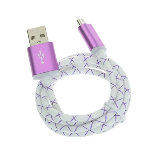 1m Kuvioitu Mikro Usb Kaapeli Violetti / Valkoinen