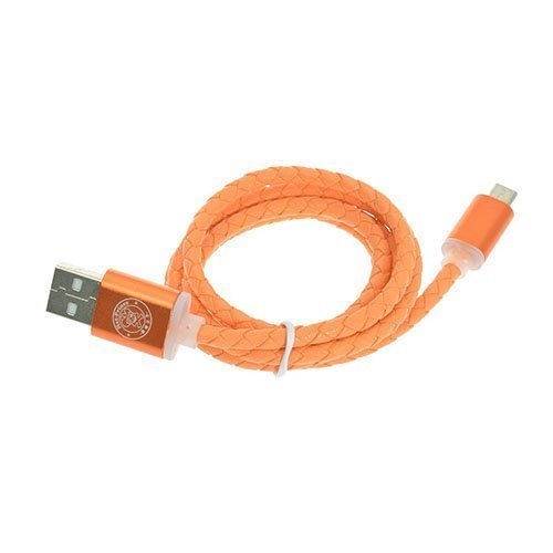 1m Nahkainen Mikro Usb Kaapeli Oranssi