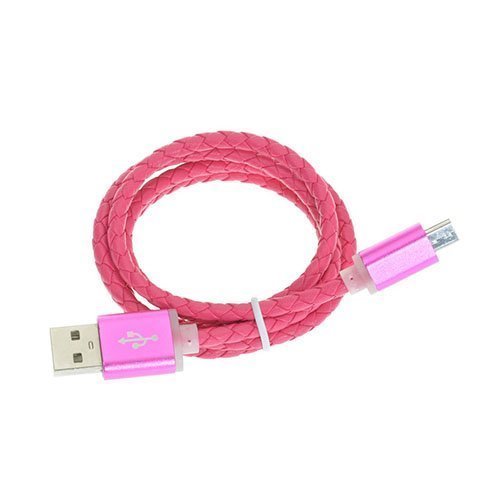 1m Nahkainen Mikro Usb Kaapeli Pinkki