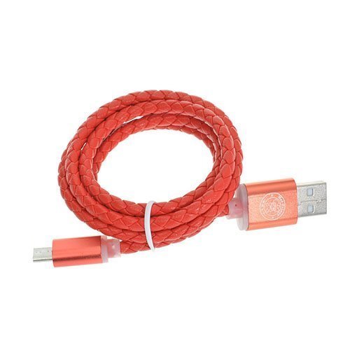 1m Nahkainen Mikro Usb Kaapeli Punainen