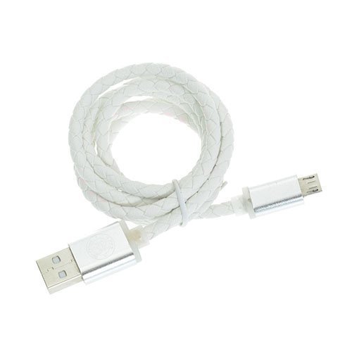 1m Nahkainen Mikro Usb Kaapeli Valkoinen