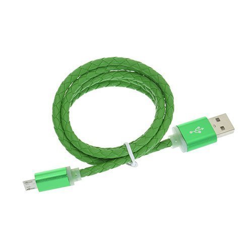 1m Nahkainen Mikro Usb Kaapeli Vihreä