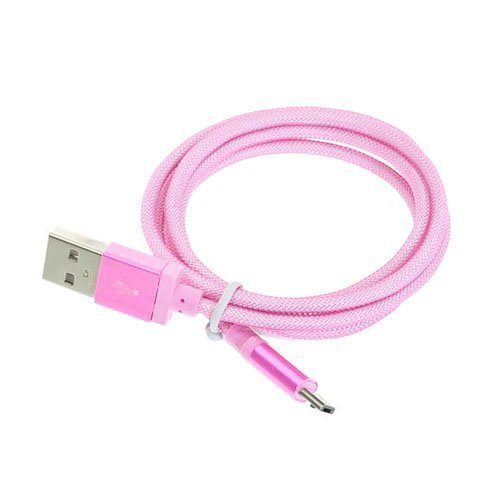 1m Verkko Mikro Usb Kaapeli Pinkki