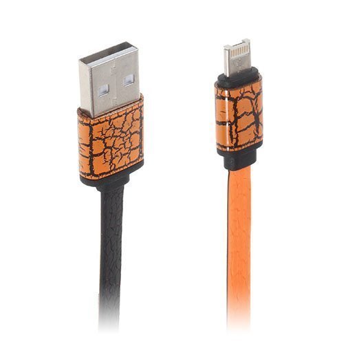 2-In-1 Micro Usb Data Latauskaapeli Iphone Samsung Laitteille Oranssi