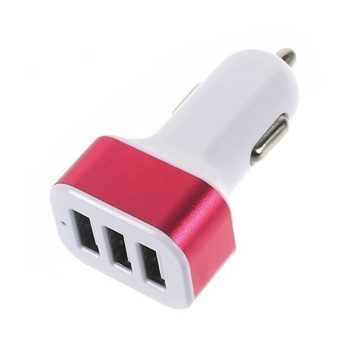 3-Porttinen 2.4a Usb Autolaturi Tumma Pinkki