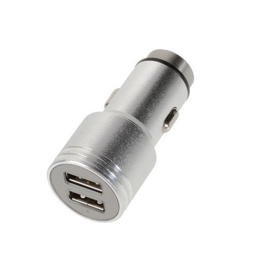 3.1a Kaksois-Usb Alumiininen Autolaturi Hätävasaralla Hopea