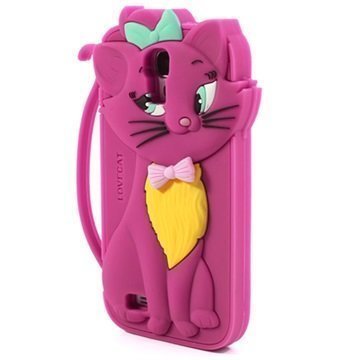 3D Cat Silikoninen Suojakuori Samsung Galaxy S4 I9500 I9505 I9502 Kuuma Pinkki