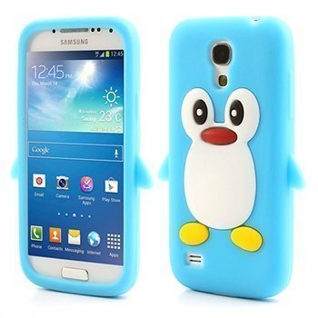 3D Penguin Silikoni Kotelo Samsung Galaxy S4 mini I9190 I9192 I9195 Baby Blue