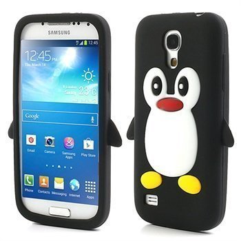 3D Penguin Silikoni Kotelo Samsung Galaxy S4 mini I9190 I9192 I9195 Musta