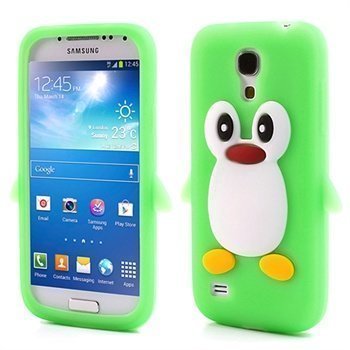3D Penguin Silikoni Kotelo Samsung Galaxy S4 mini I9190 I9192 I9195 Vihreä
