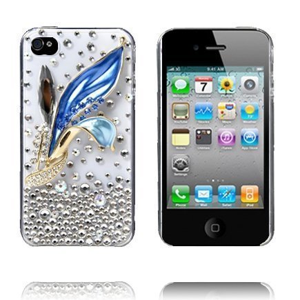 3d Blingbling Sininen Kukka Iphone 4 Suojakuori