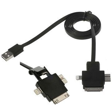 4 in 1 USB-kaapeli Lightning 30-nastainen MicroUSB 2.0 MicroUSB 3.0 Musta