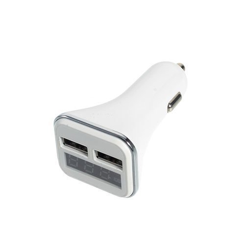 4.8a Kaksois-Usb Autolaturi Adapteri Led Näytöllä Älypuhelimille Valkoinen