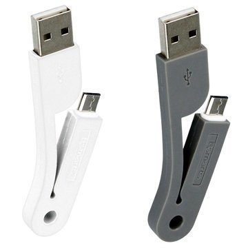 4smarts Avaimenperä USB 2.0 / MicroUSB-Kaapeli Harmaa & Valkoinen