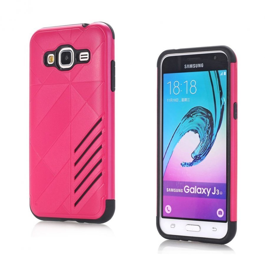 Absalon Samsung Galaxy J3 2016 Joustava Muovikuori Kuuma Pinkki