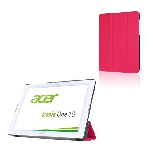 Acer Iconia One 10 B3-A20 Kolmesti Taittuva Nahkakotelo Standillä Rosee