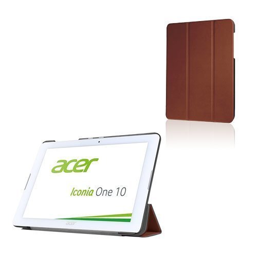 Acer Iconia One 10 B3-A20 Kolmesti Taittuva Nahkakotelo Standillä Ruskea
