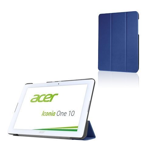 Acer Iconia One 10 B3-A20 Kolmesti Taittuva Nahkakotelo Standillä Tummansininen