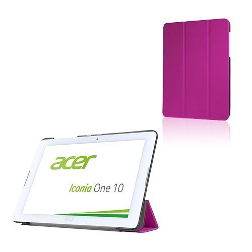Acer Iconia One 10 B3-A20 Kolmesti Taittuva Nahkakotelo Standillä Violetti