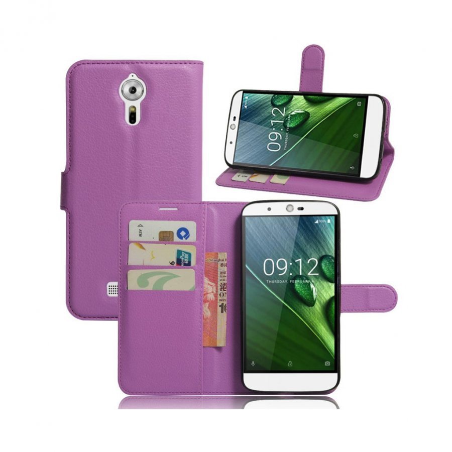 Acer Liquid Zest Plus Litsi Pintainen Nahkakotelo Lompakko Violetti