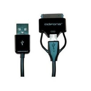 Adifone DUO-Plug microUSB & Apple 30-pin cable Black