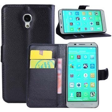 Alcatel Idol 2 S Wallet Nahkakotelo Musta