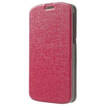 Alcatel One Touch Pop C7 Pintakuvioitu Läpällinen Nahkakotelo Kuuma Pinkki