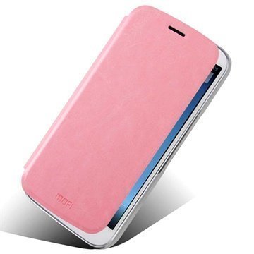 Alcatel One Touch Pop C9 Mofi Rui Series Läpällinen Nahkakotelo Vaaleanpunainen