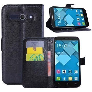 Alcatel One Touch Pop C9 Wallet Nahkakotelo Musta