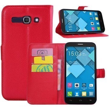 Alcatel One Touch Pop C9 Wallet Nahkakotelo Punainen