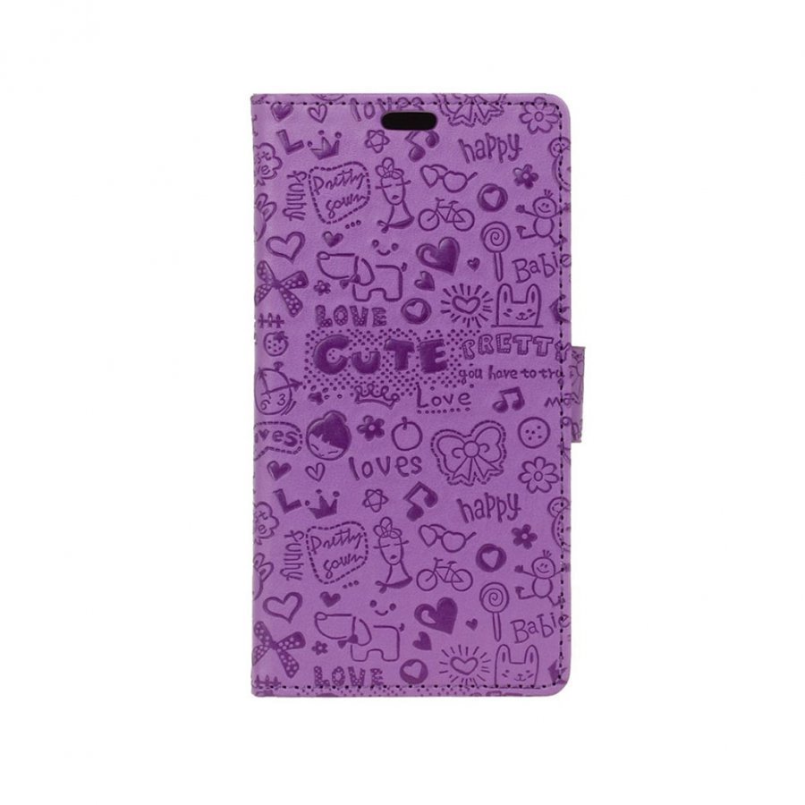 Alcatel Onetouch Pixi 4 4 Graffitti Nahkakotelo Lompakko Violetti