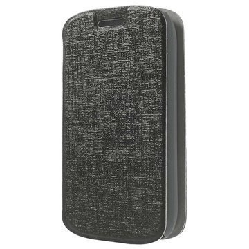 Alcatel Pop C1 Kuvioitu Läpällinen Nahkakotelo Musta