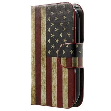 Alcatel Pop C1 Tyylikäs Lompakkokotelo Vintage American Flag