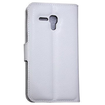 Alcatel Pop D5 Wallet Nahkakotelo Valkoinen