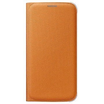 Alkuperäinen Samsung Galaxy S6 Flip Wallet Kankainen Lompakkokotelo EF-WG920BO Oranssi