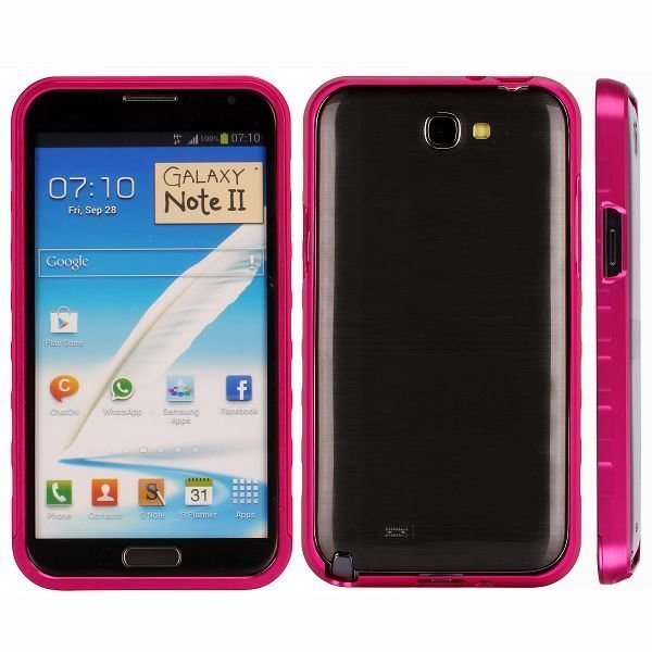 Alulite Kuuma Pinkki Samsung Galaxy Note 2 Alumiini Bumper