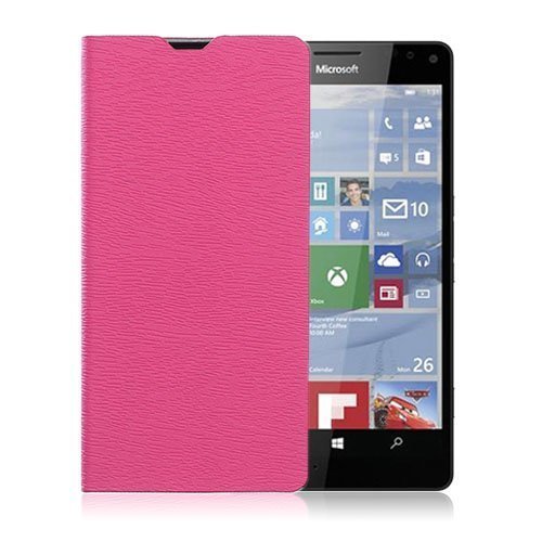 Amdrup Microsoft Lumia 950 Nahkakotelo Standillä Kuuma Pinkki