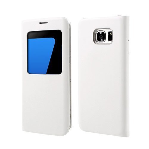 Amdrup Samsung Galaxy S7 Edge Nahkakotelo Läpällä Ja Ikkunalla Valkoinen